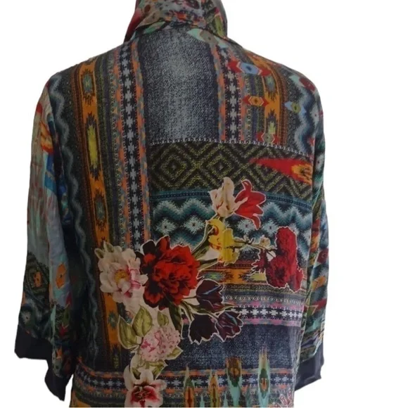Johnny Was KobenEmbroidered Silk Twill Kimono GORGEOUS DESIGN AND RARE NWT